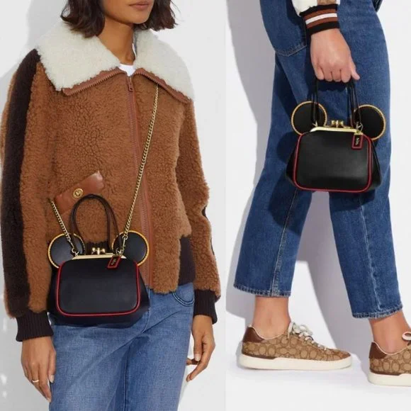 NWT Coach Mickey Mouse X Keith Haring Small Leather Kisslock Crossbody Bag NEW - Picture 2 of 11